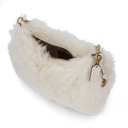 COACH ショルダーバッグ ジュリエットショルダーバッグ25 ホワイト ファーバッグ CW645