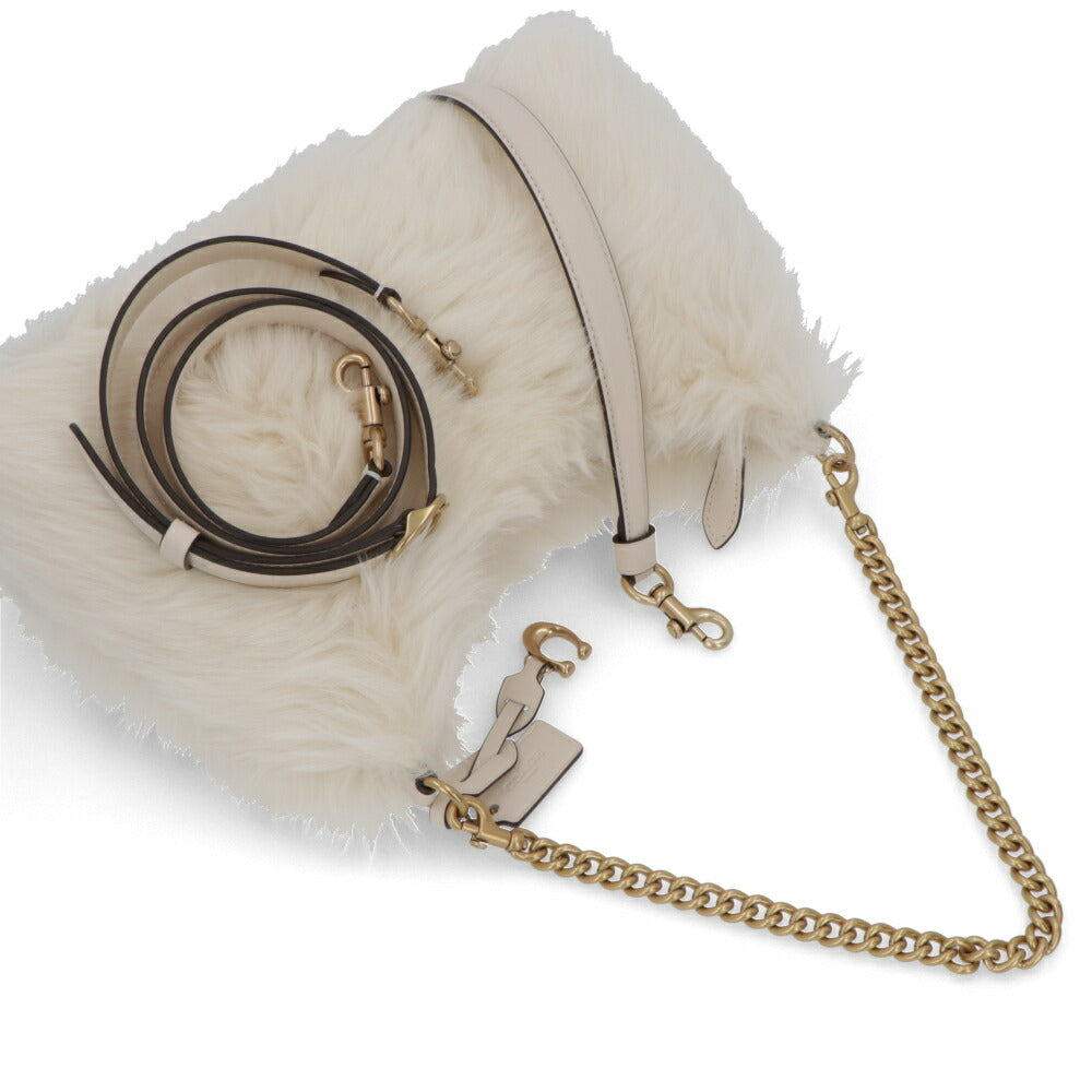 COACH ショルダーバッグ ジュリエットショルダーバッグ25 ホワイト ファーバッグ CW645