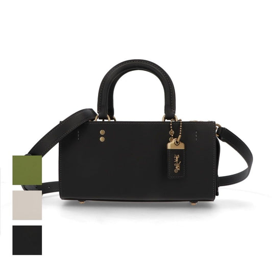 COACH ハンドバッグ ローグバッグ26 ホワイト ブラック グリーン ストラップ付 CU047