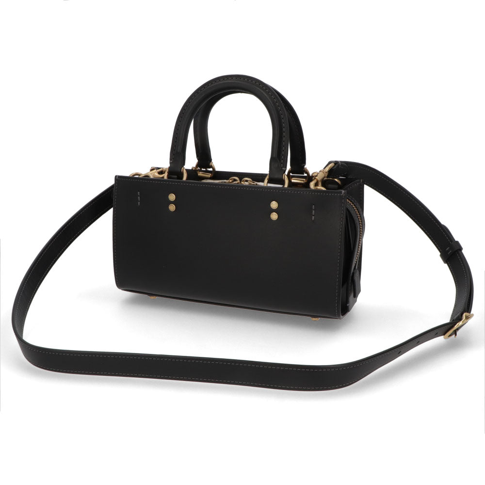 COACH ハンドバッグ ローグバッグ26 ホワイト ブラック グリーン ストラップ付 CU047