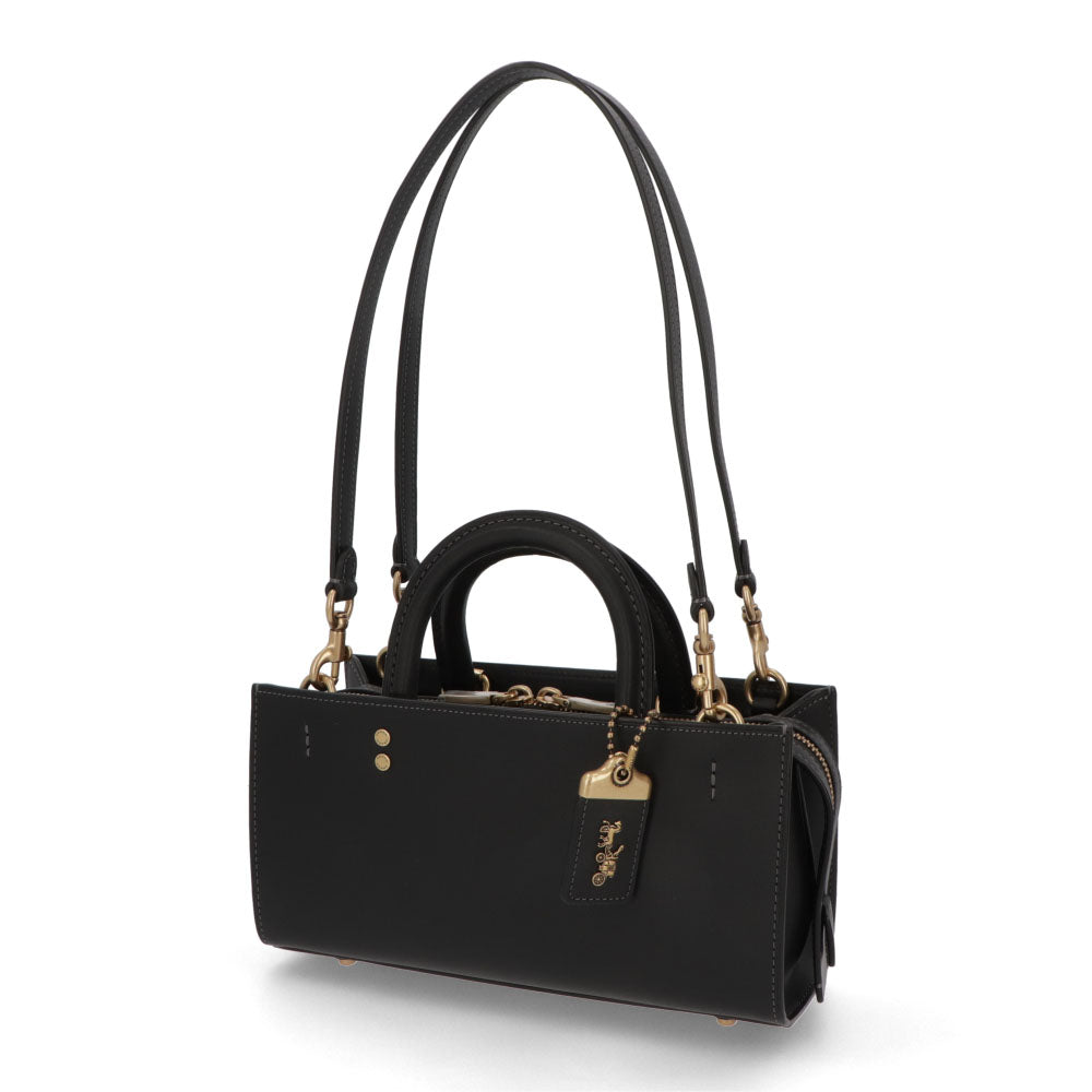 COACH ハンドバッグ ローグバッグ26 ホワイト ブラック グリーン ストラップ付 CU047
