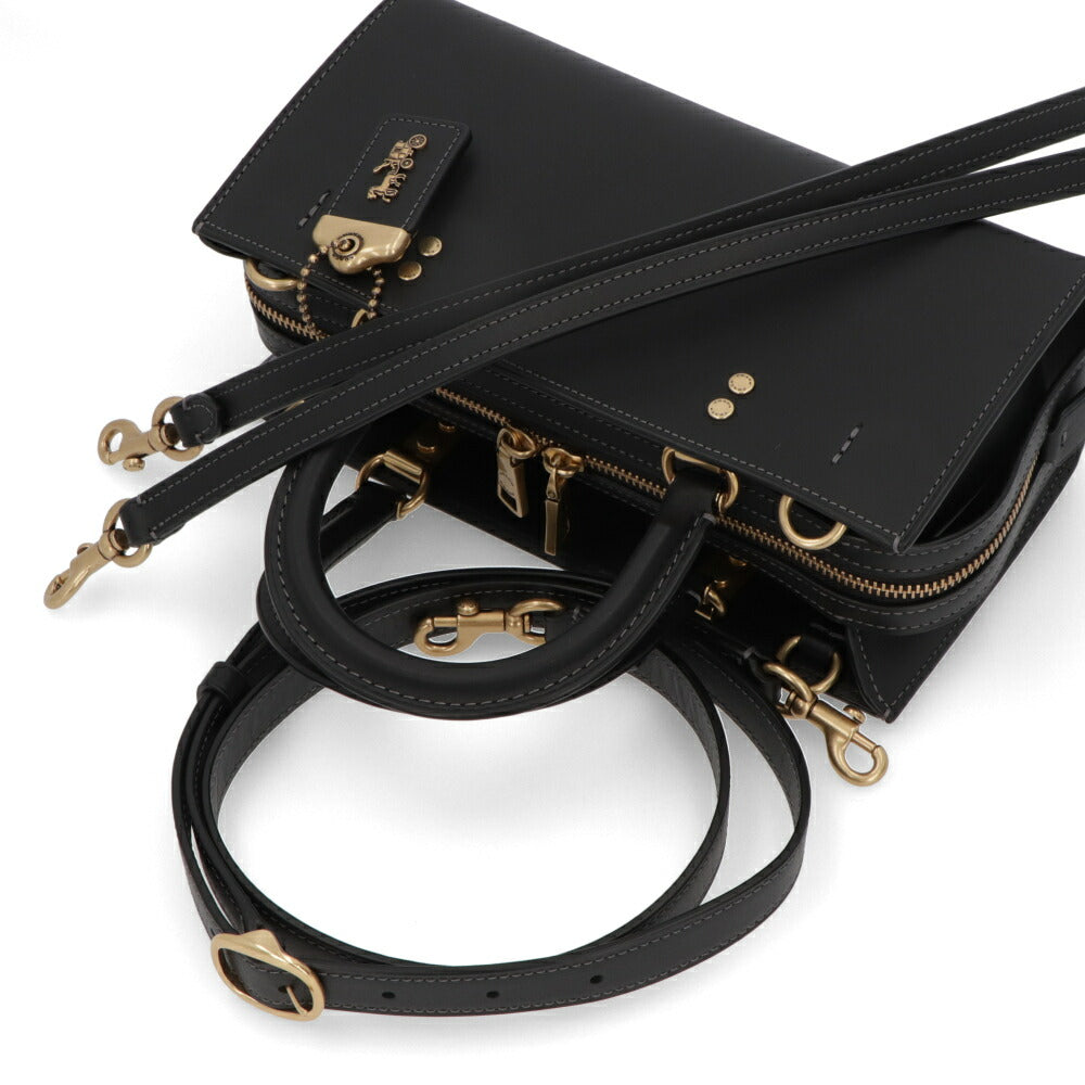 COACH ハンドバッグ ローグバッグ26 ホワイト ブラック グリーン ストラップ付 CU047
