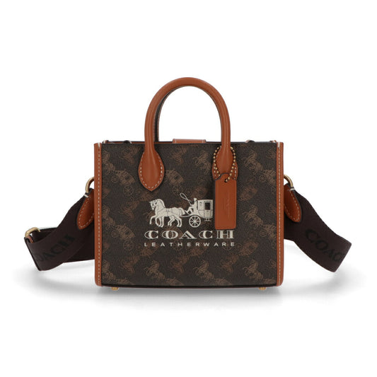 COACH ハンドバッグ エーストート17 ブラウン 馬車イラストプリント CT890