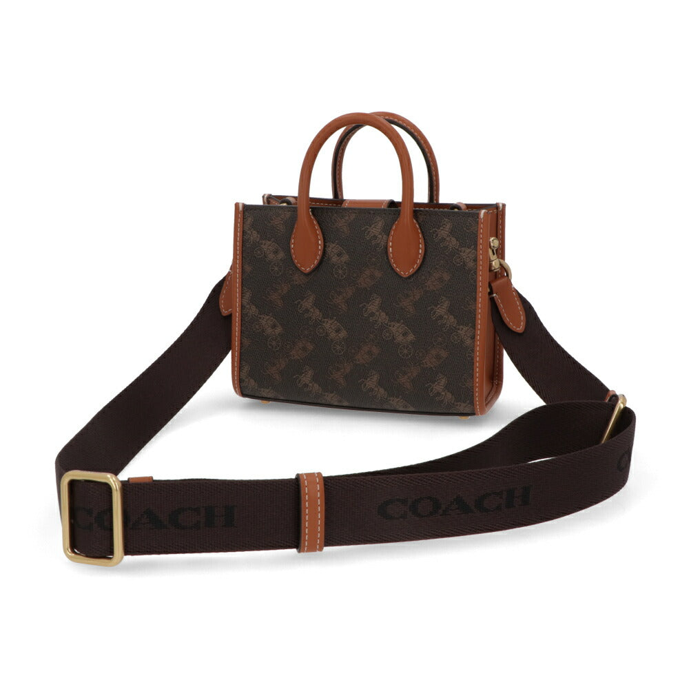 COACH ハンドバッグ エーストート17 ブラウン 馬車イラストプリント CT890