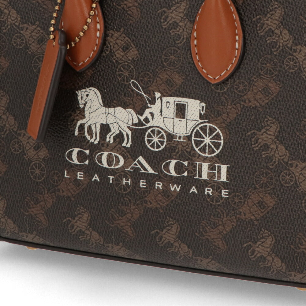COACH ハンドバッグ エーストート17 ブラウン 馬車イラストプリント CT890