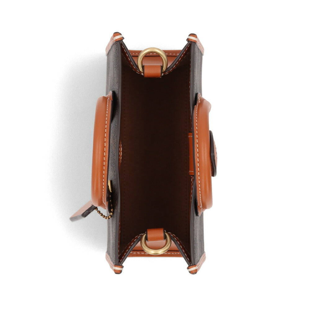 COACH ハンドバッグ エーストート17 ブラウン 馬車イラストプリント CT890