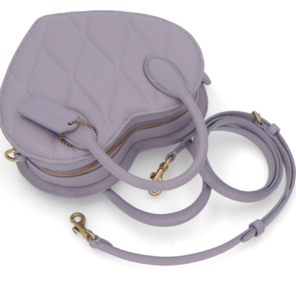 COACH ショルダーバッグ パープル ハートバッグ キルティング