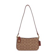 COACH ショルダーバッグ ブラウン系 シグネチャーキャンバス ミニバッグ Y2K CM568 B4NQ4