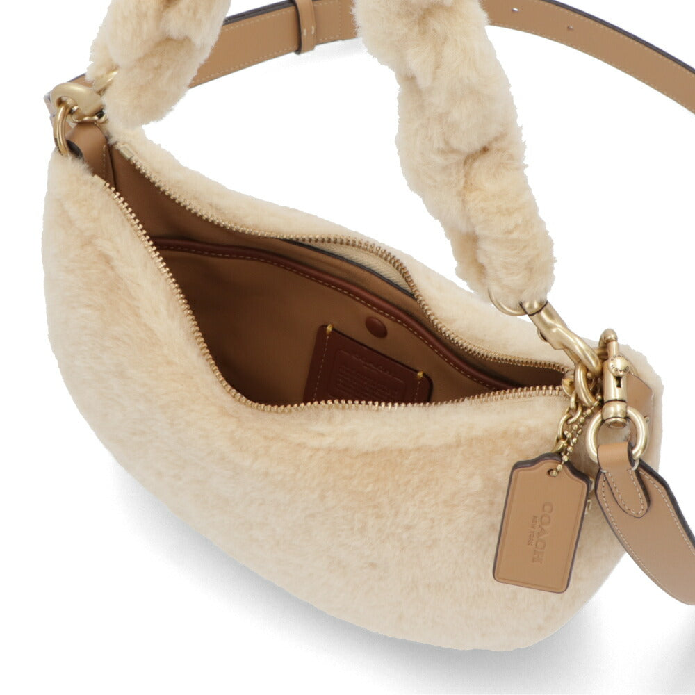 COACH ショルダーバッグ   ベージュ ブラウンミラ ショルダー ファーバッグ CN316