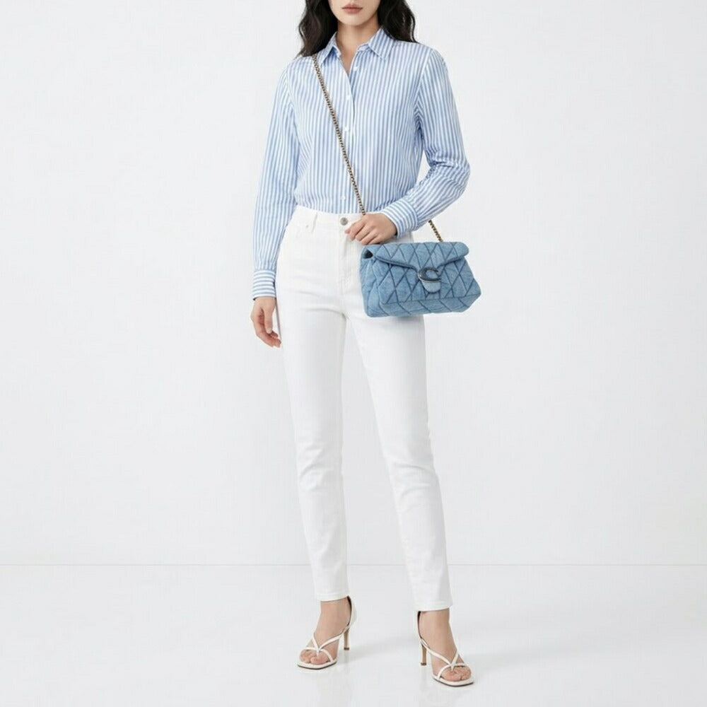 COACH ショルダーバッグ   インディゴ デニム ナッパレザー タビー キルティング デニム CR704
