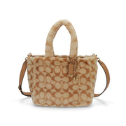 COACH トートバッグ   ブラウン系 レザー シグネチャー シアリング ファー CC442