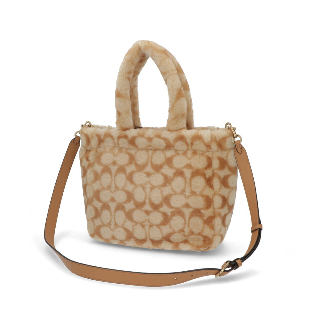 COACH トートバッグ   ブラウン系 レザー シグネチャー シアリング ファー CC442