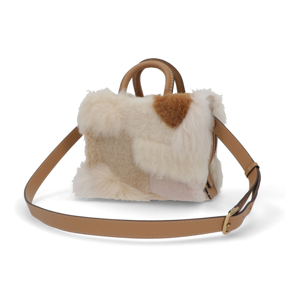 COACH ショルダーバッグ   ベージュ系 レザー ローグ ファー ハンドバッグ  CN315