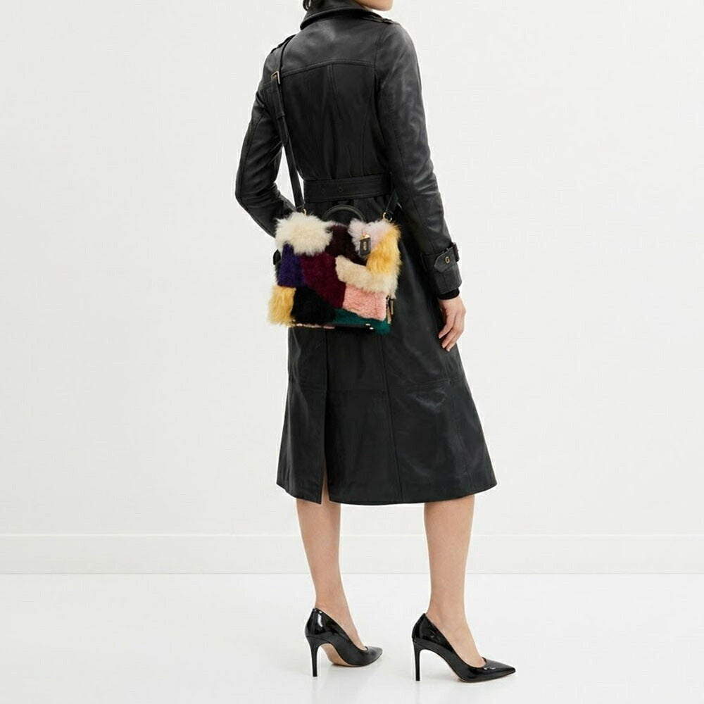 COACH ショルダーバッグ   マルチカラー レザー ローグ ファーバッグ ハンドバッグ CN592