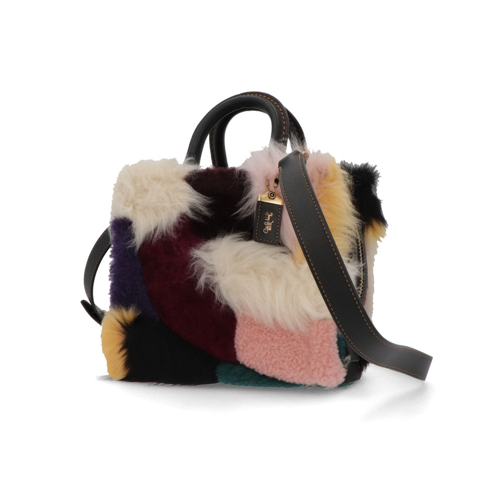 COACH ショルダーバッグ   マルチカラー レザー ローグ ファーバッグ ハンドバッグ CN592