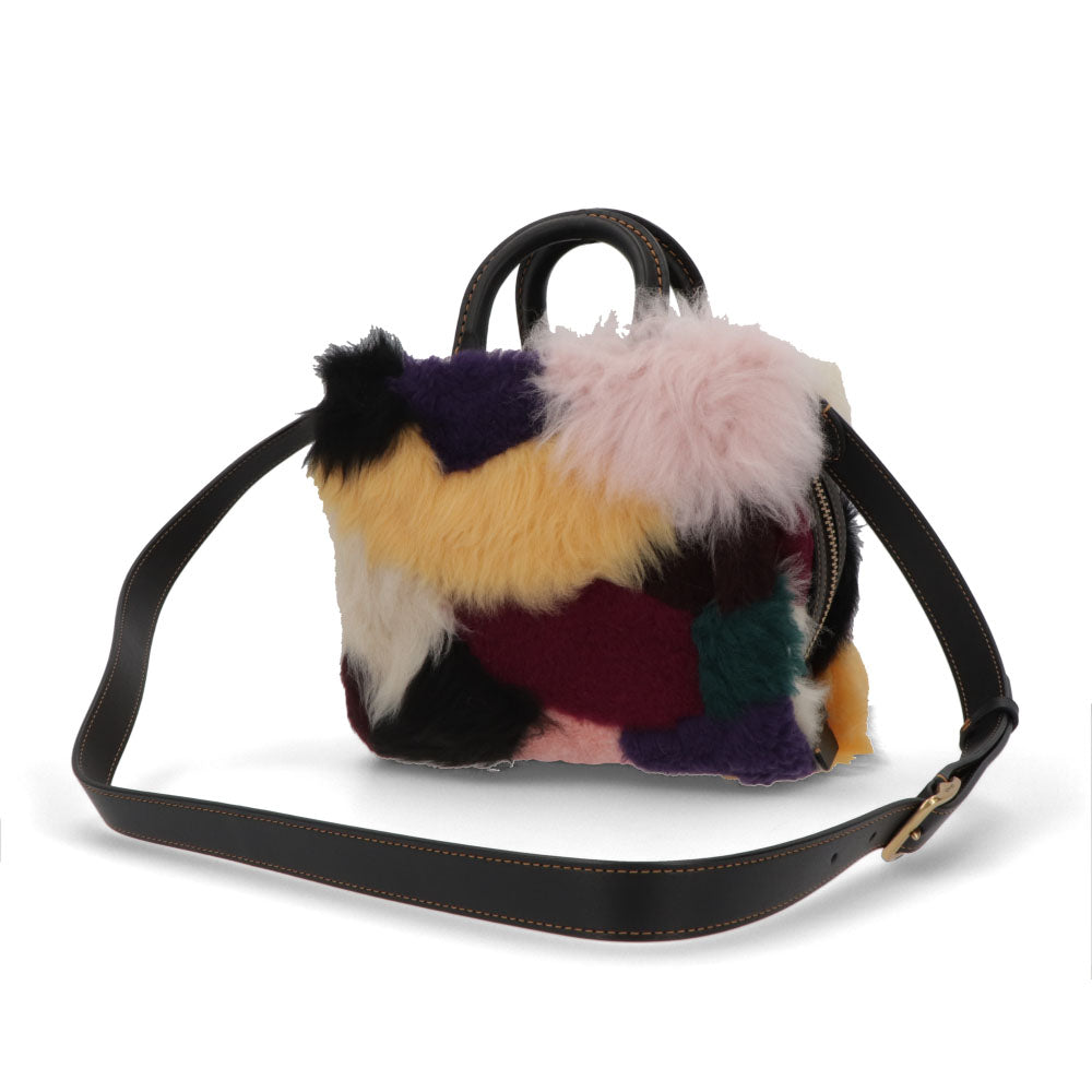 COACH ショルダーバッグ   マルチカラー レザー ローグ ファーバッグ ハンドバッグ CN592