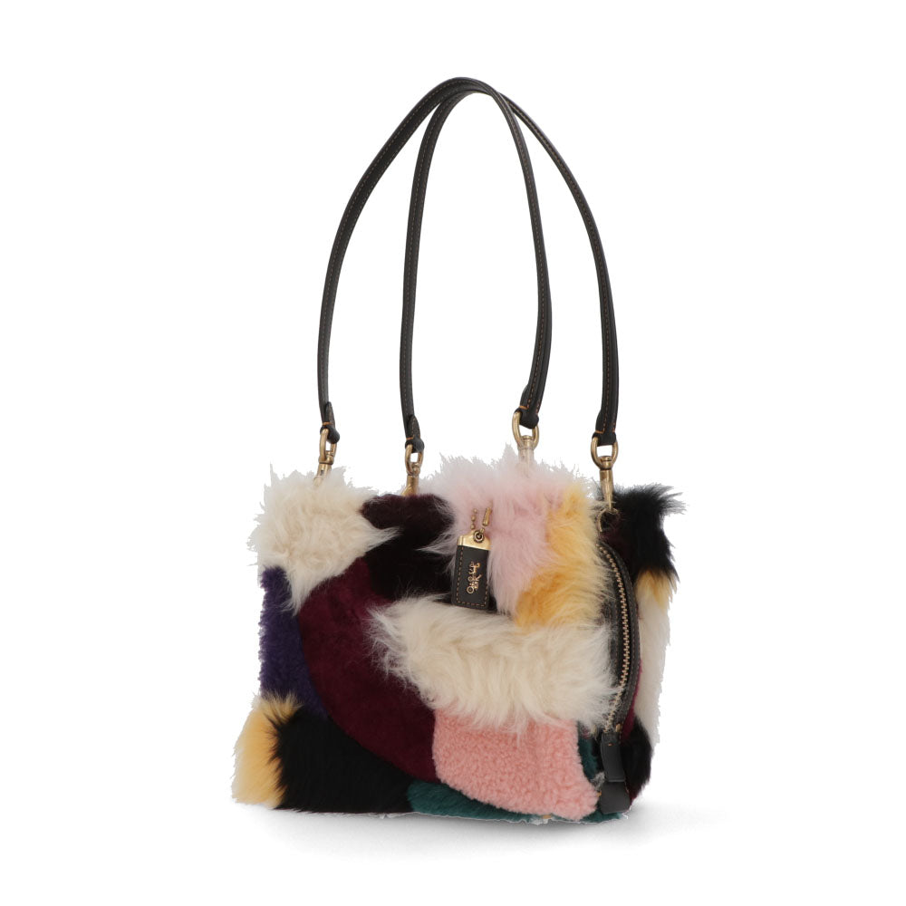 COACH ショルダーバッグ   マルチカラー レザー ローグ ファーバッグ ハンドバッグ CN592