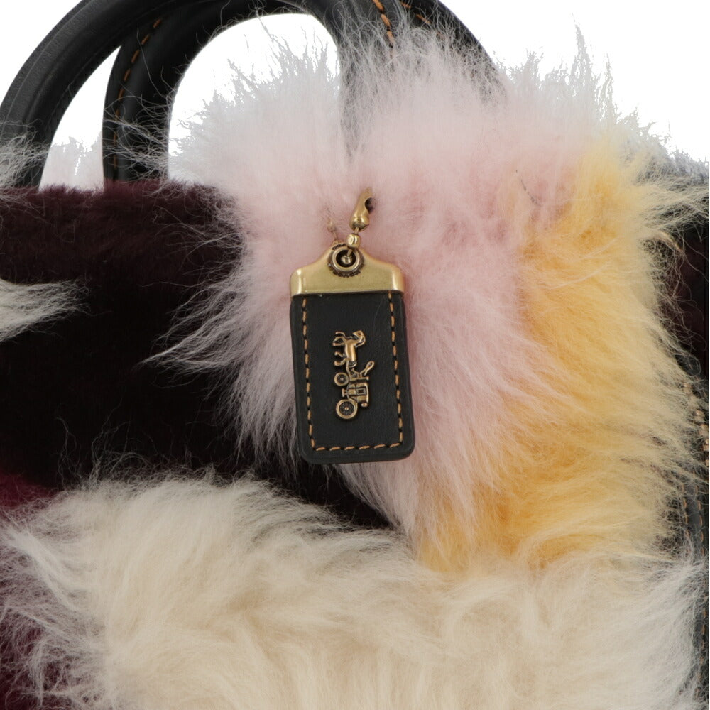 COACH ショルダーバッグ   マルチカラー レザー ローグ ファーバッグ ハンドバッグ CN592