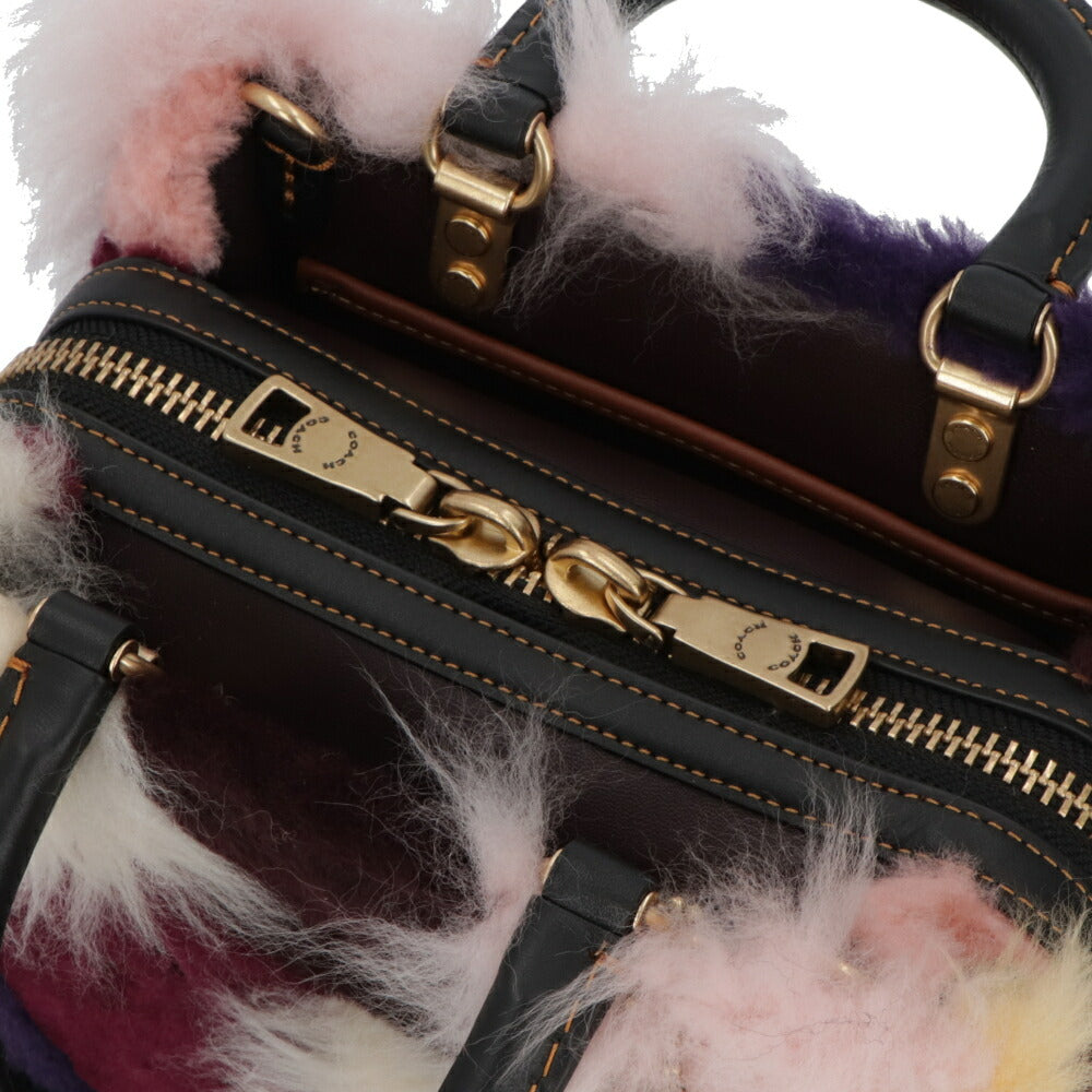 COACH ショルダーバッグ   マルチカラー レザー ローグ ファーバッグ ハンドバッグ CN592