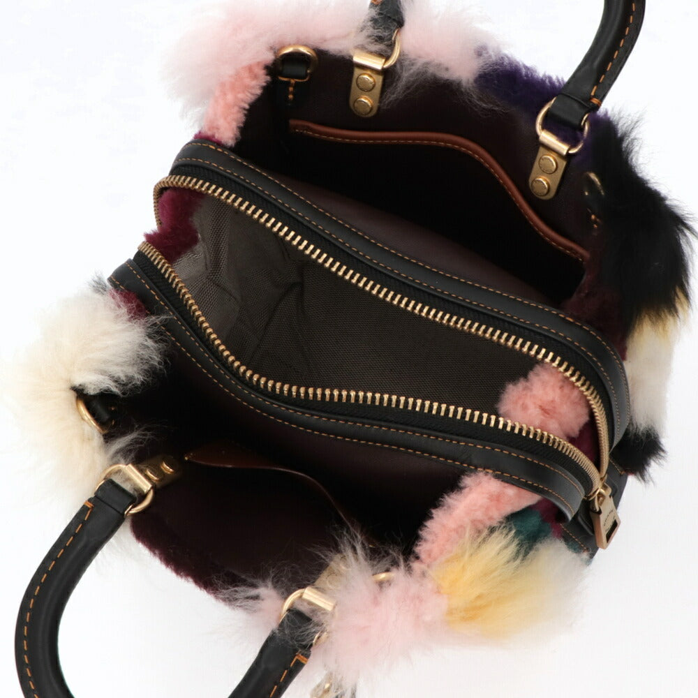 COACH ショルダーバッグ   マルチカラー レザー ローグ ファーバッグ ハンドバッグ CN592