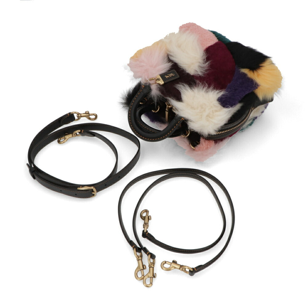 COACH ショルダーバッグ   マルチカラー レザー ローグ ファーバッグ ハンドバッグ CN592