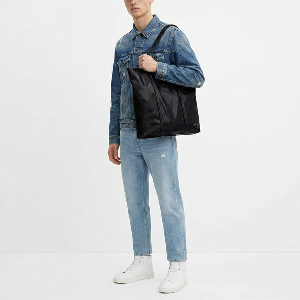 COACH トートバッグ ユニセックス  ブラック レザー ホール トート 大容量 A4サイズ収納可能 CO839