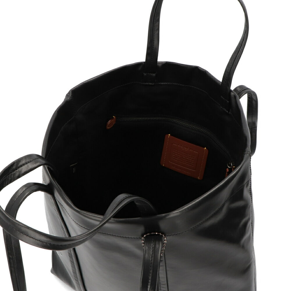 COACH トートバッグ ユニセックス  ブラック レザー ホール トート 大容量 A4サイズ収納可能 CO839