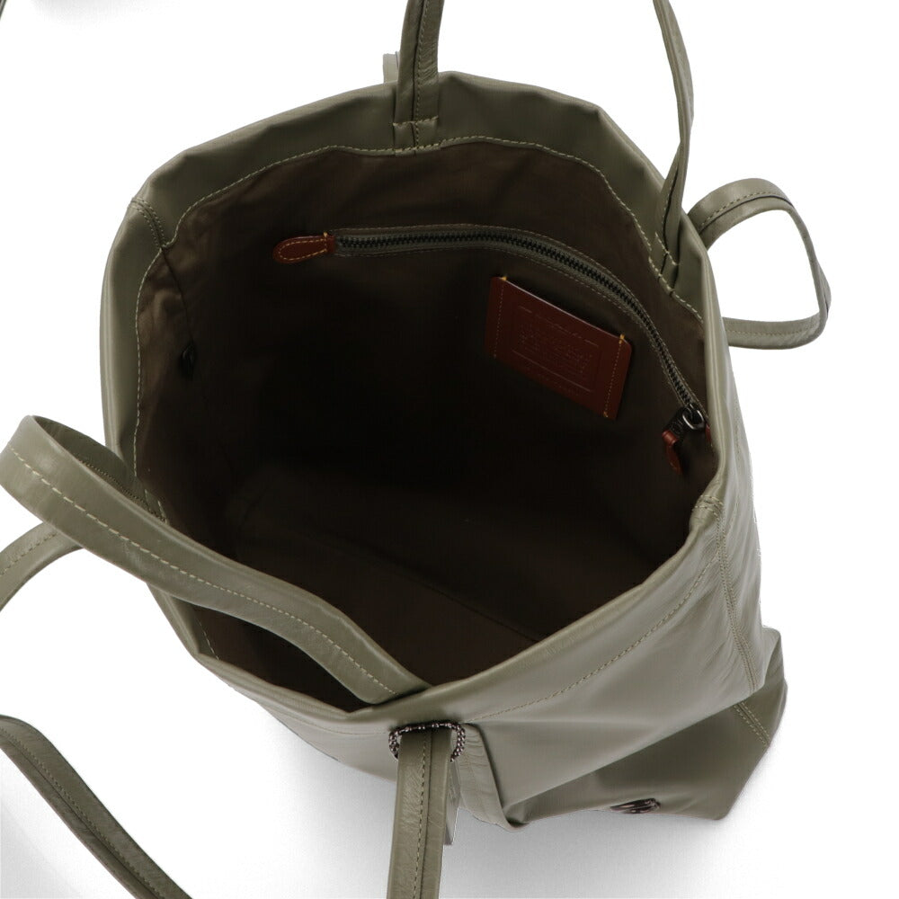 COACH トートバッグ ユニセックス  カーキ ブラック レザー ホール 大容量 A4収納可 CO840