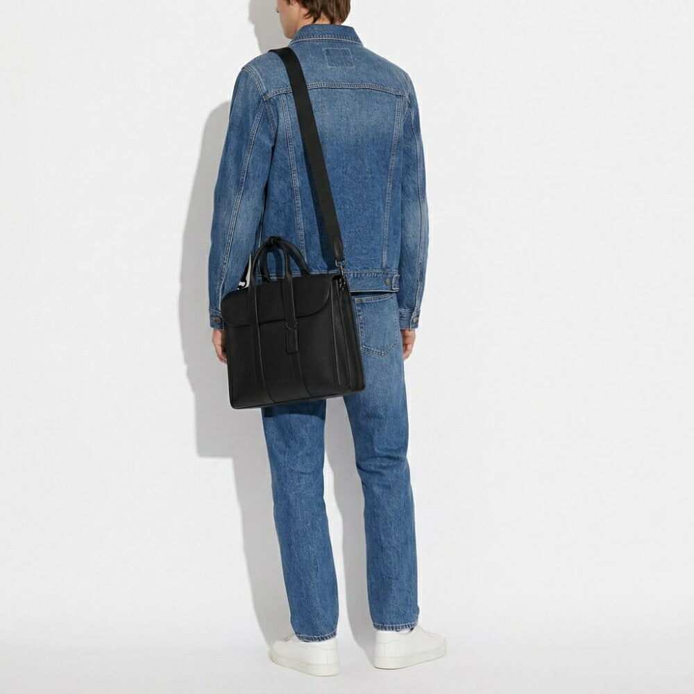 COACH ビジネスバッグ  ブラック レザー ゴッサム ポートフォリオ ブリーフケース 紳士鞄 A4サイズ収納可能 C5318 JIBLK