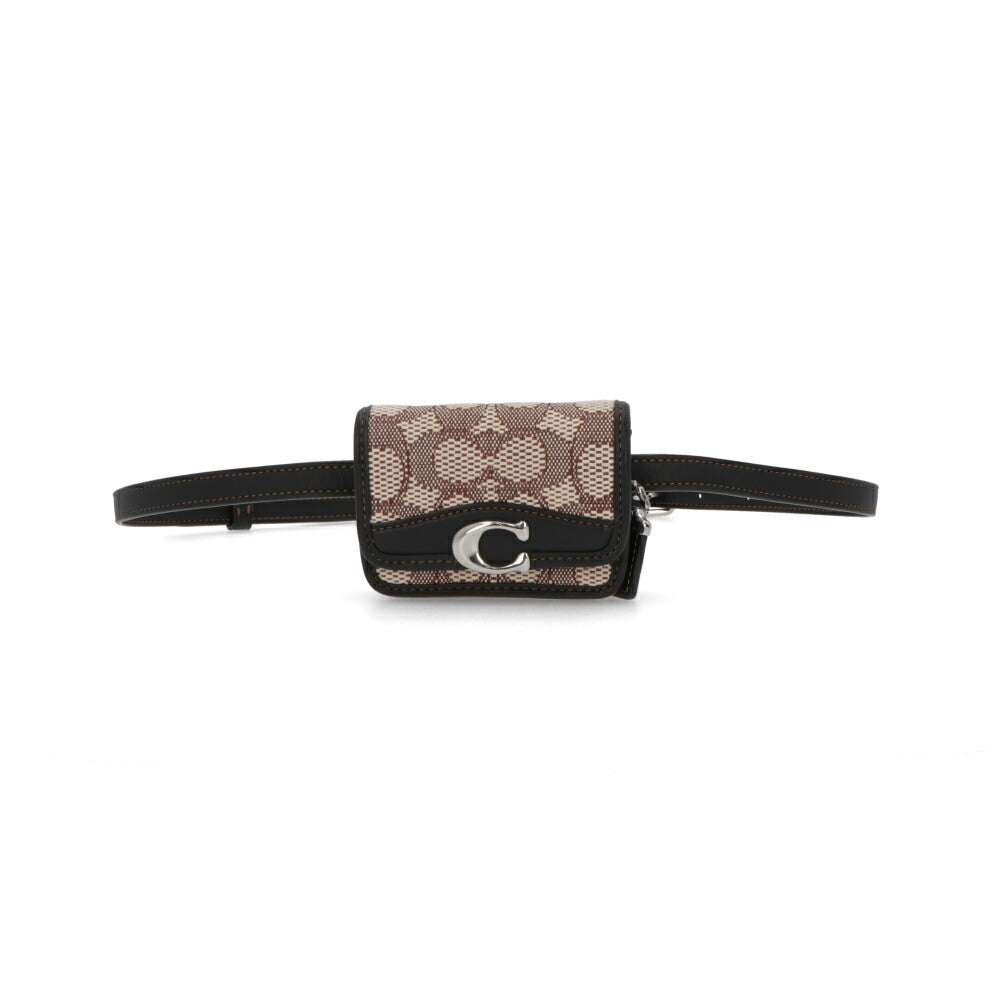 COACH ボディバッグ  ブラウン系×ブラック レザー バンディットカードケースベルトバッグ ジャガード CM500 LHUW7