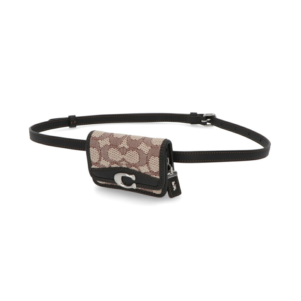 COACH ボディバッグ  ブラウン系×ブラック レザー バンディットカードケースベルトバッグ ジャガード CM500 LHUW7