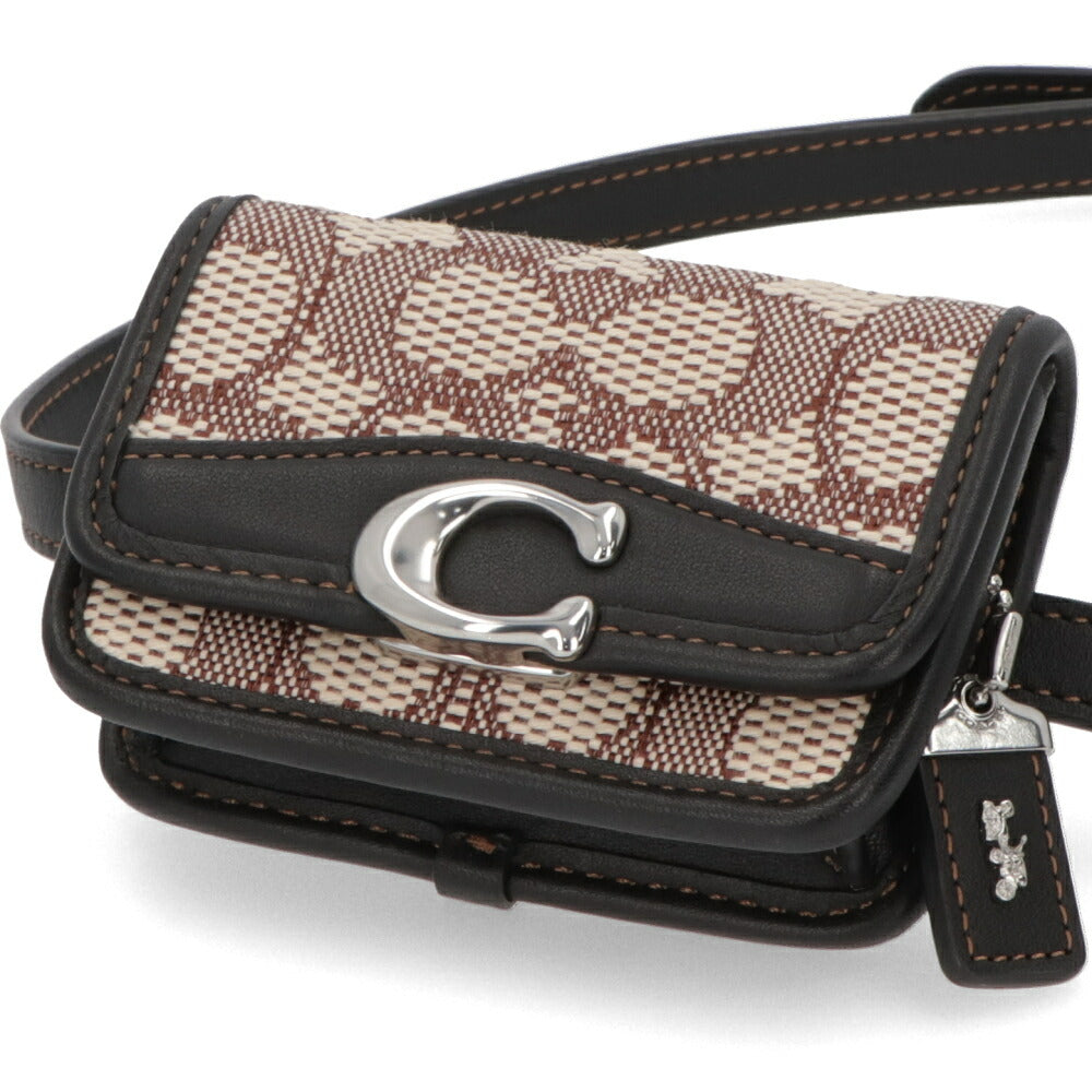 COACH ボディバッグ  ブラウン系×ブラック レザー バンディットカードケースベルトバッグ ジャガード CM500 LHUW7