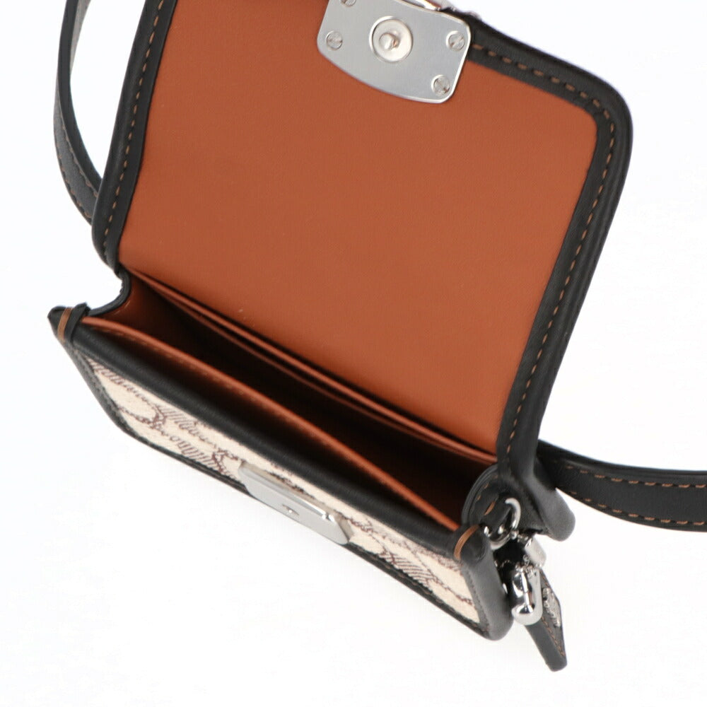 COACH ボディバッグ  ブラウン系×ブラック レザー バンディットカードケースベルトバッグ ジャガード CM500 LHUW7