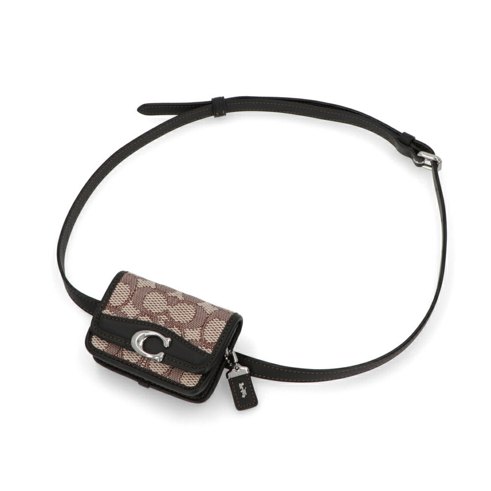 COACH ボディバッグ  ブラウン系×ブラック レザー バンディットカードケースベルトバッグ ジャガード CM500 LHUW7