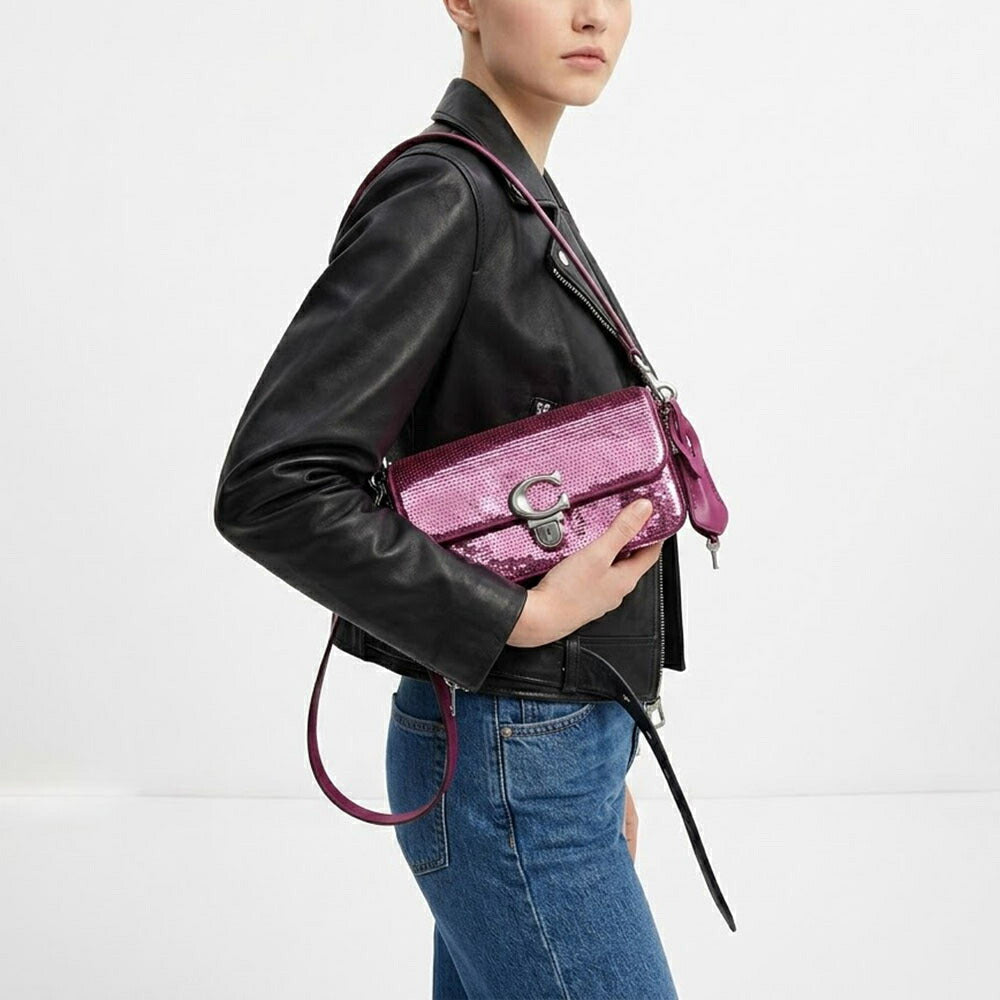 COACH ショルダーバッグ  ピンク系 カーフレザー ストゥディオ 20・シークイン スパンコール  CM428 LHOVU