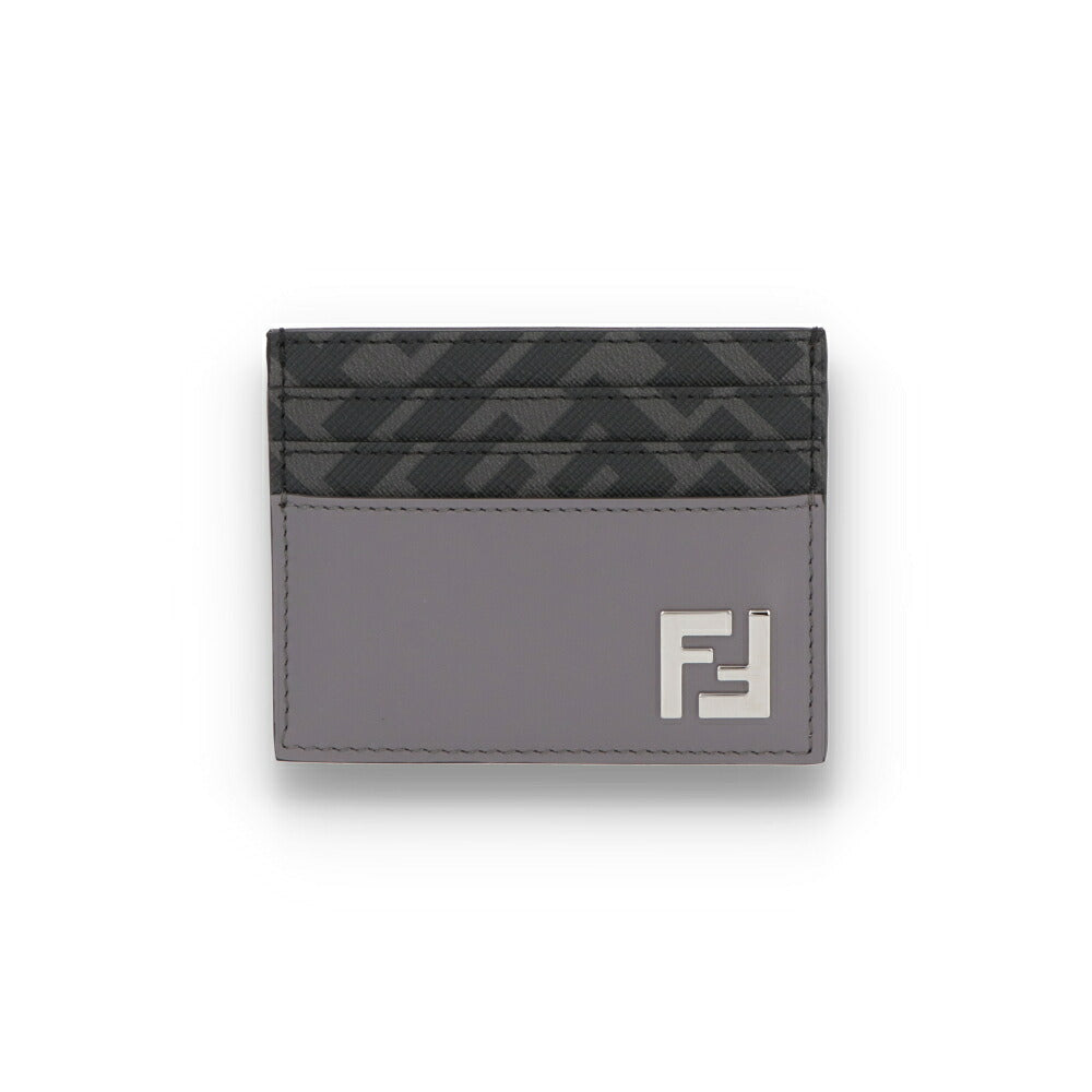 FENDI フェンディ ユニセックス 雑貨 カードケース F0GXN グレー レザー FFスクエア 7M0164 AFF2