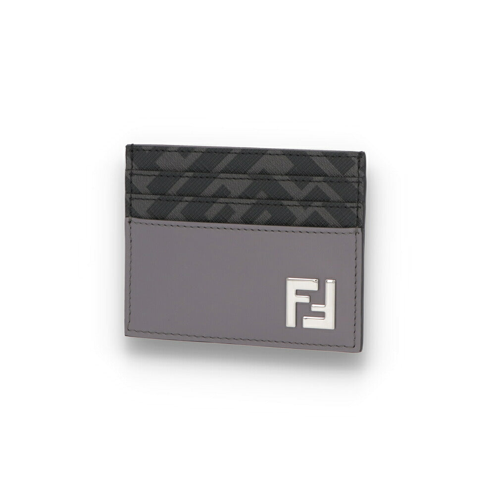 FENDI フェンディ ユニセックス 雑貨 カードケース F0GXN グレー レザー FFスクエア 7M0164 AFF2