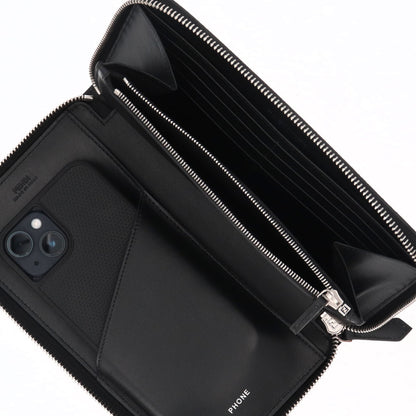 フェンディ FENDI 財布 長財布 メンズ ブラック×グレー×イエロー レザー ロゴ 持ち手付き 大容量 スマホ用ポケット カードポケット 8個 7M0275 A9XS