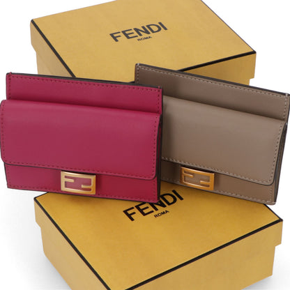 フェンディ FENDI 雑貨 カードケース レディース ベージュ系 ピンク レザー コインケース ロゴ スリム 薄型 2色 8M0423 AAJD