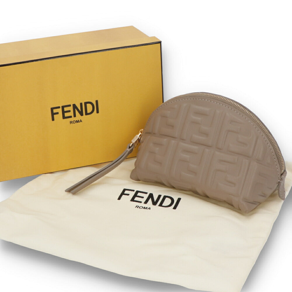 FENDI フェンディ レディース 雑貨 グレージュ ポーチ スムースナッパレザー FFモチーフ 8N0208