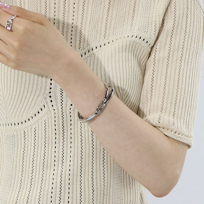 フェンディ FENDI アクセサリー ブレスレット レディース シルバー ブラス 真鍮 パラジウム コーティング ダブル セット ロゴ スタッズ風 8AK329 B08