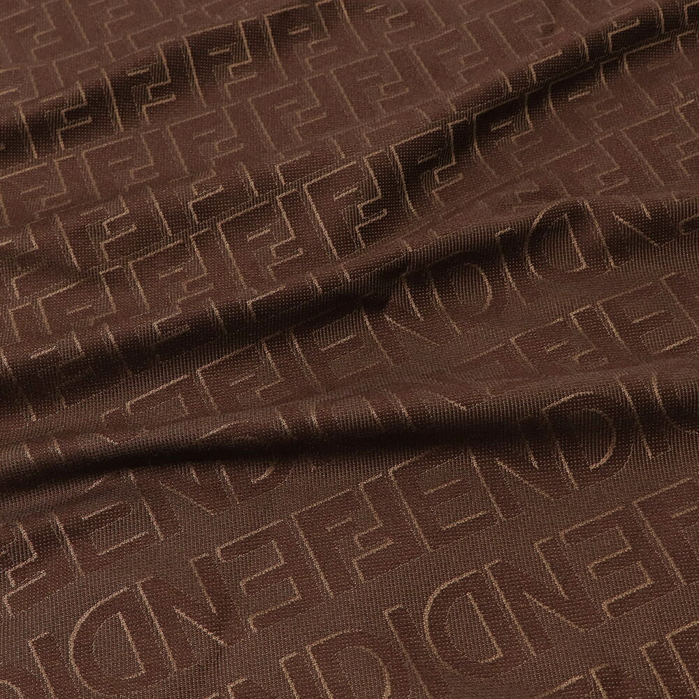 FENDI スカーフ ブラウン シルク ウール ロゴ 総柄