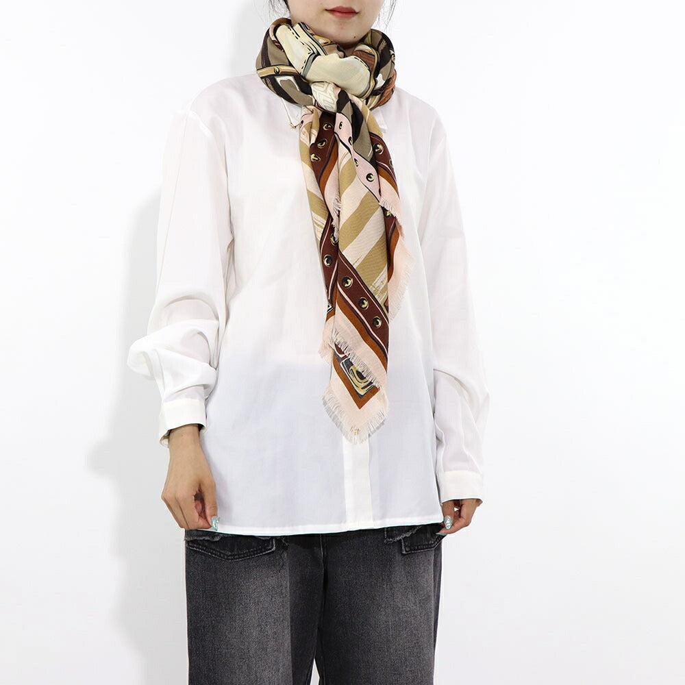 FENDI スカーフ ブラウン×ピンク ハンドバッグイラスト