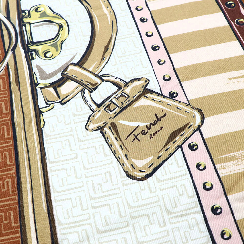 FENDI スカーフ ブラウン×ピンク ハンドバッグイラスト