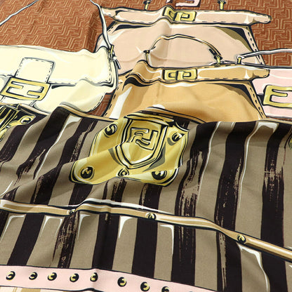 FENDI スカーフ ブラウン×ピンク ハンドバッグイラスト