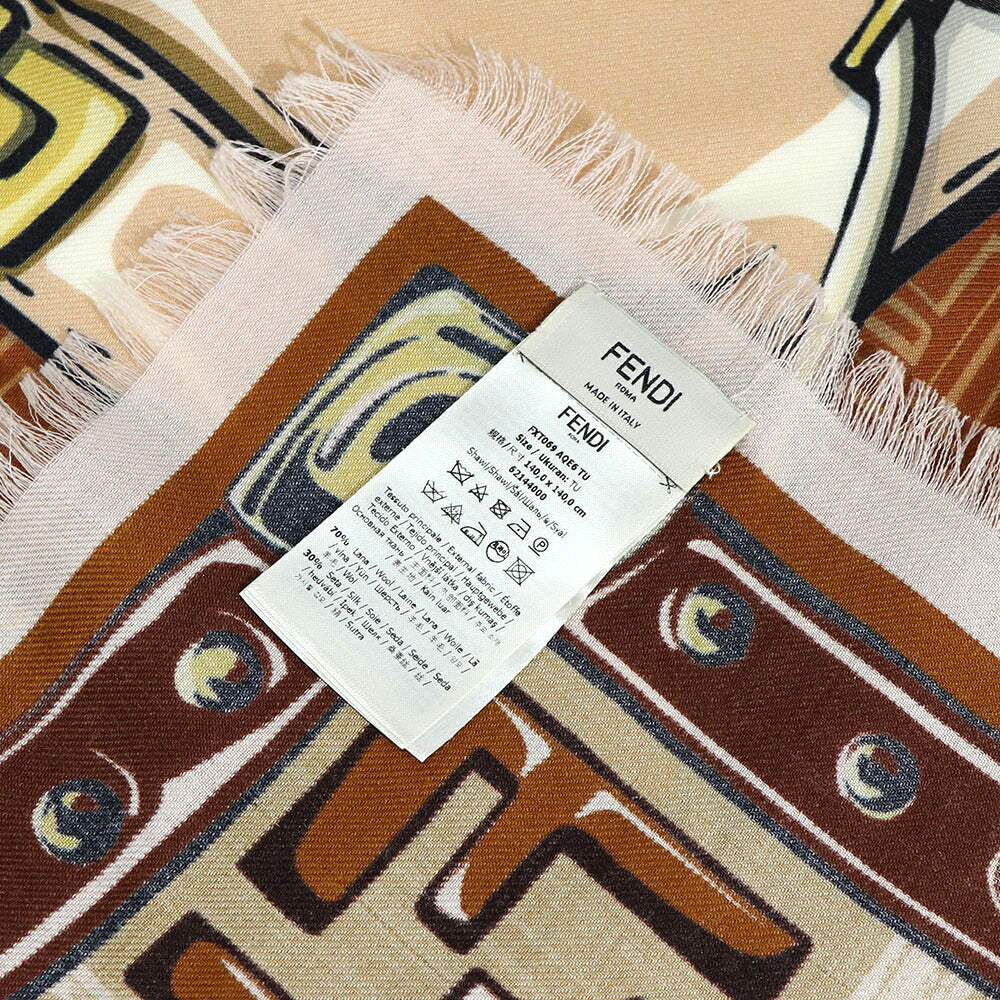 FENDI スカーフ ブラウン×ピンク ハンドバッグイラスト