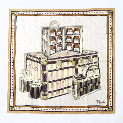 FENDI スカーフ ホワイト×ベージュ ミニバッグイラスト