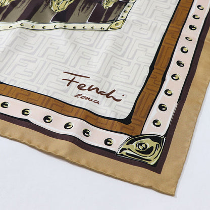 FENDI スカーフ ホワイト×ベージュ ミニバッグイラスト