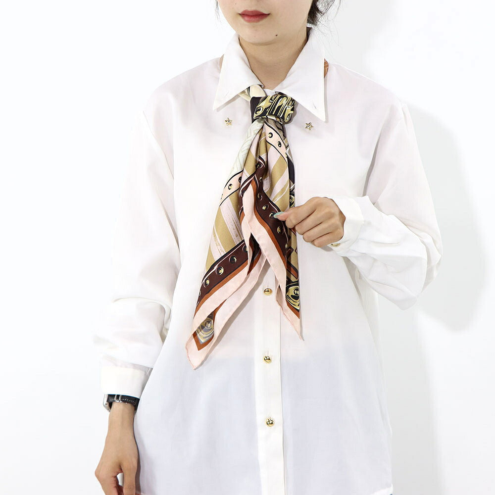 FENDI スカーフ ベージュ シルク ミニバッグイラスト