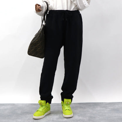 フェンディ FENDI ボトムス ロングパンツ レディース ブラック コットン ポリエステル ロゴ スウェットパンツ 刺繍